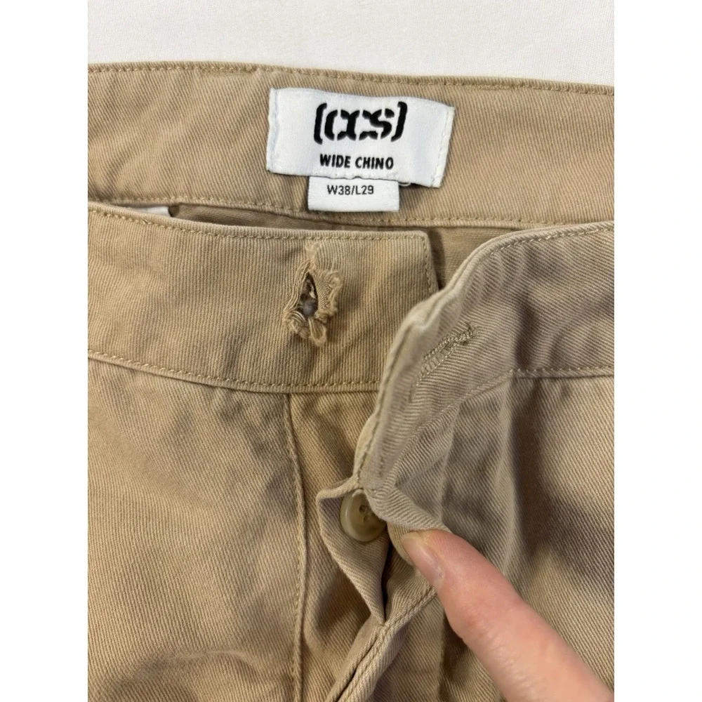 CCS Men's 38X29 Khaki Wide Leg Chino Pants Urban Streetwear Baggy Button Fly
